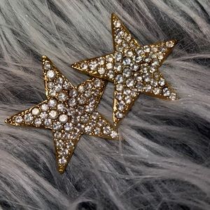 Vintage large rhinestone star earrings
